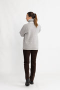 Iben Zip Sweater - Light Grey With White