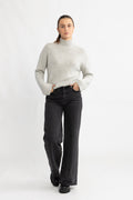 Cille Cashmere Blend High Neck - Ljusgrå melange