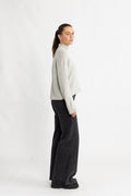 Cille Cashmere Blend High Neck - Ljusgrå melange