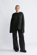 Gabella Ls Knit O-Neck Camp - Scarab