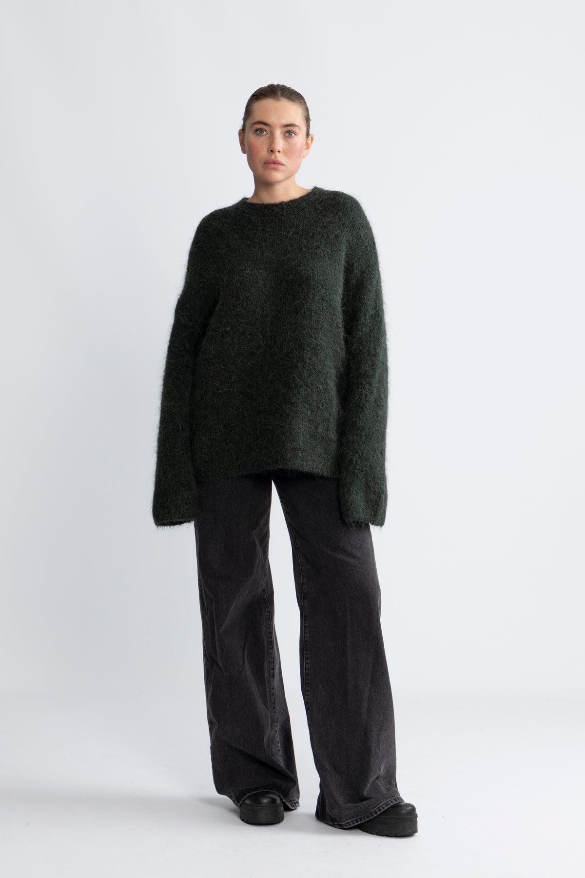 Gabella Ls Knit O-Neck Camp - Scarab