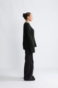 Gabella Ls Knit O-Neck Camp - Scarab