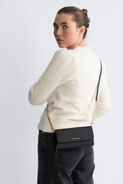 Jet Set Large Wallet On Chain Crossbody - Black