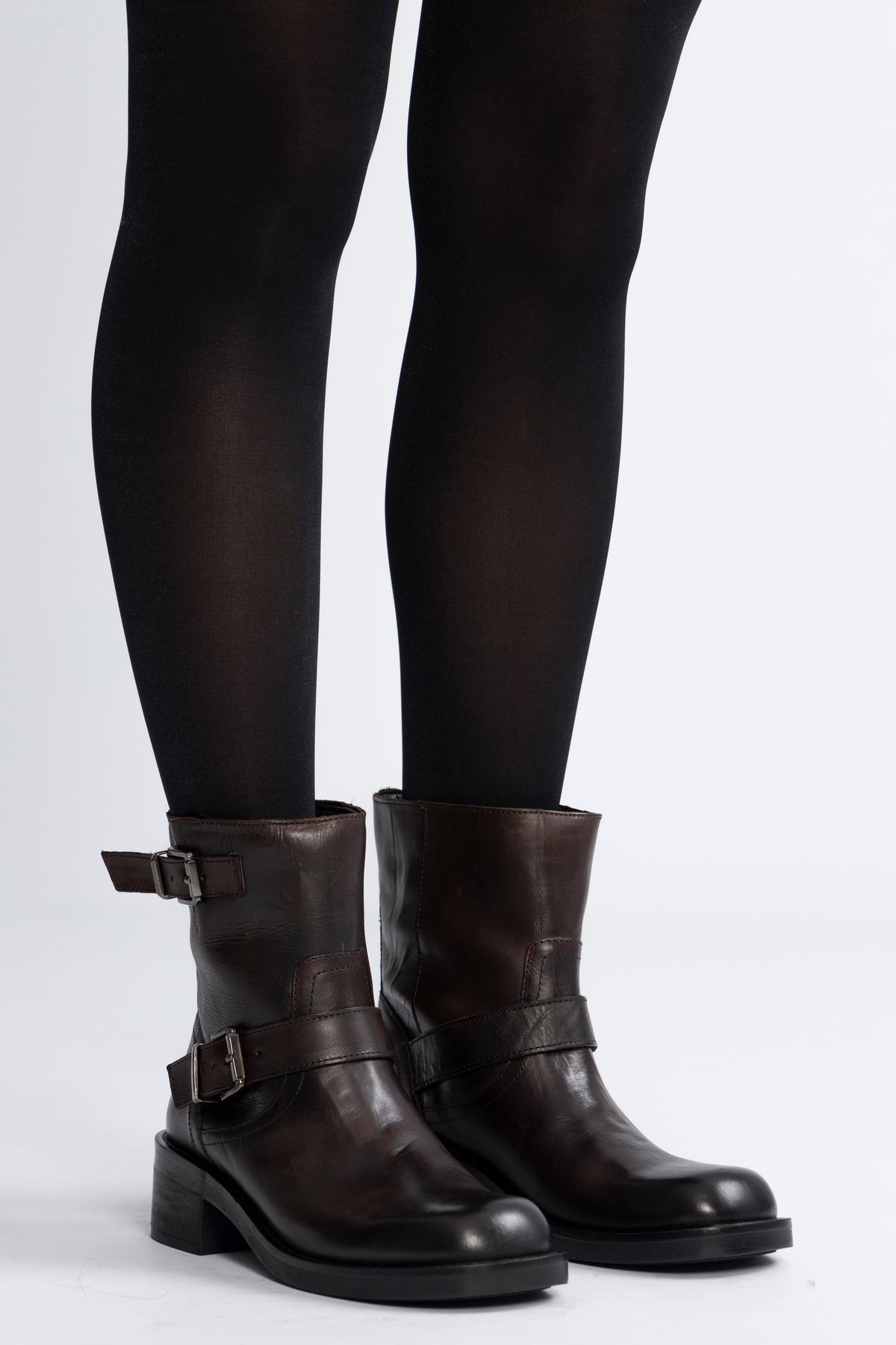 Bianco Biaharper Mid Calf Biker Boot - Chestnut