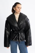 Belted Puffer Jacket - Svart
