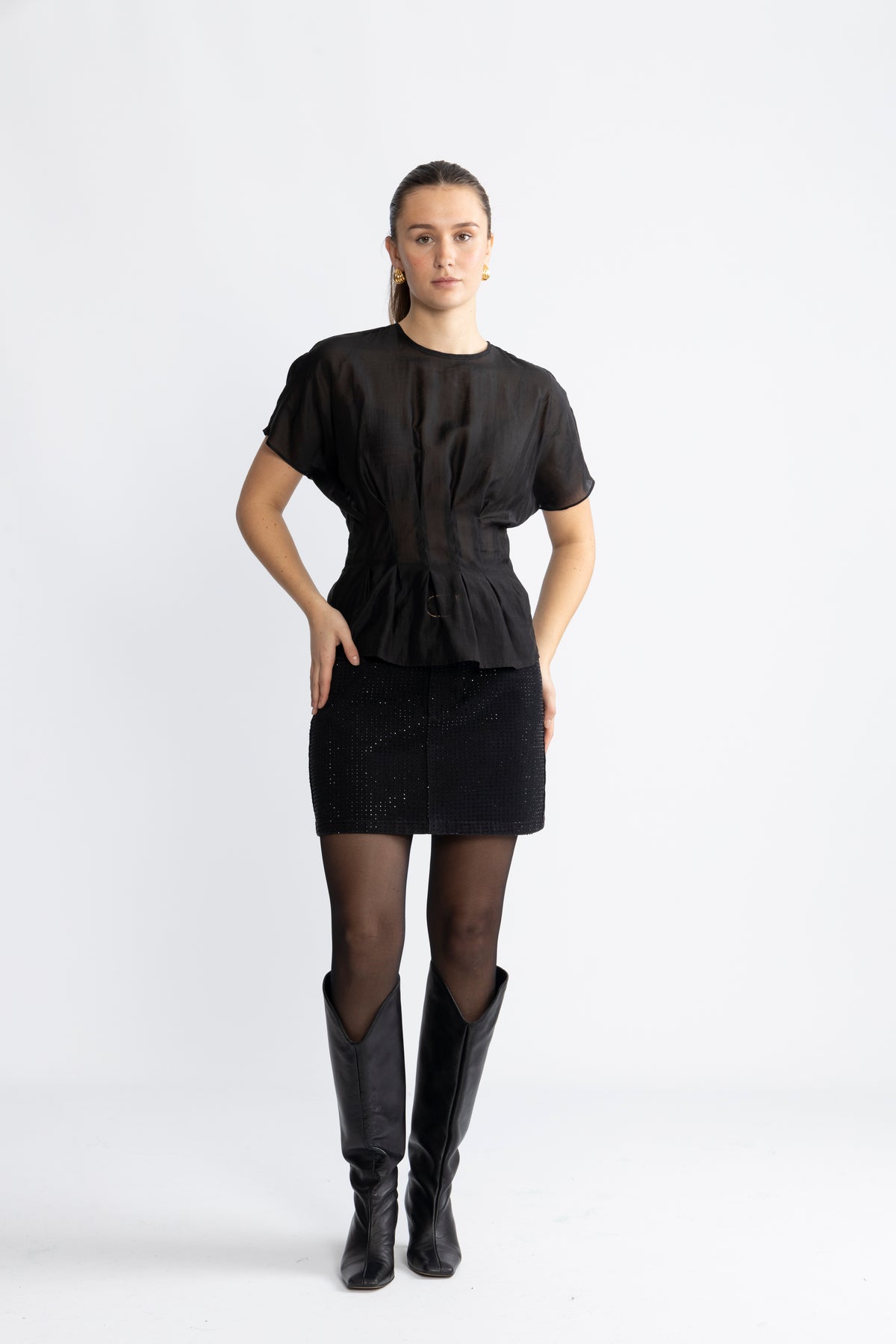 Iris Ss O-Neck Top - Black