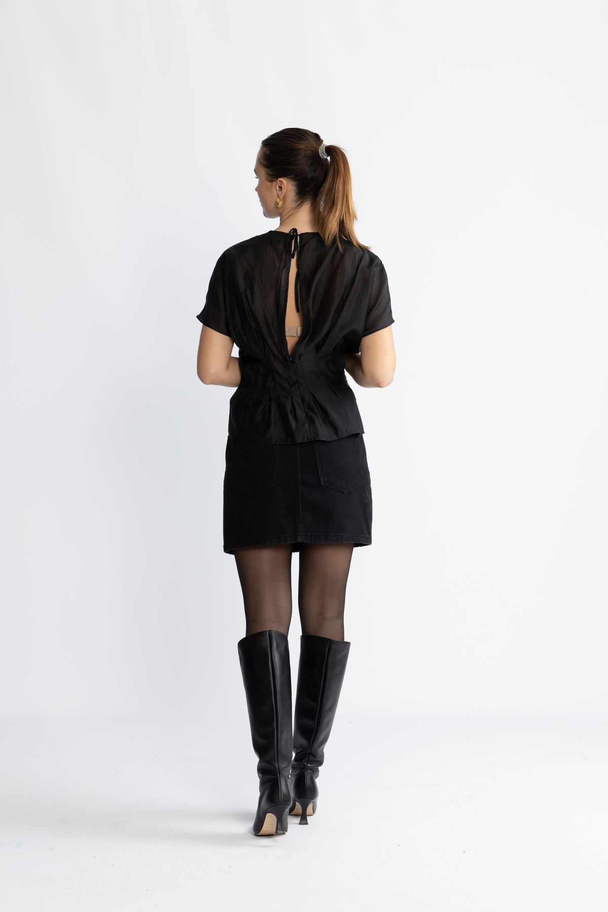 Iris Ss O-Neck Top - Black