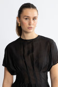 Iris Ss O-Neck Top - Black