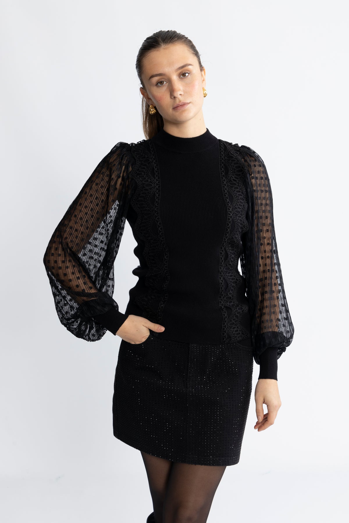 Yasstela Ls Knit Pullover - Black