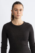 Oline Merino Dress - Dark Brown Melange