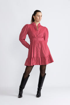 Baby Cord Mini Dress - Raspberry