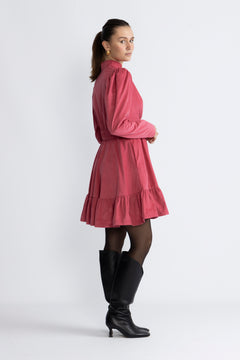 Baby Cord Mini Dress - Raspberry