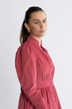 Baby Cord Mini Dress - Raspberry