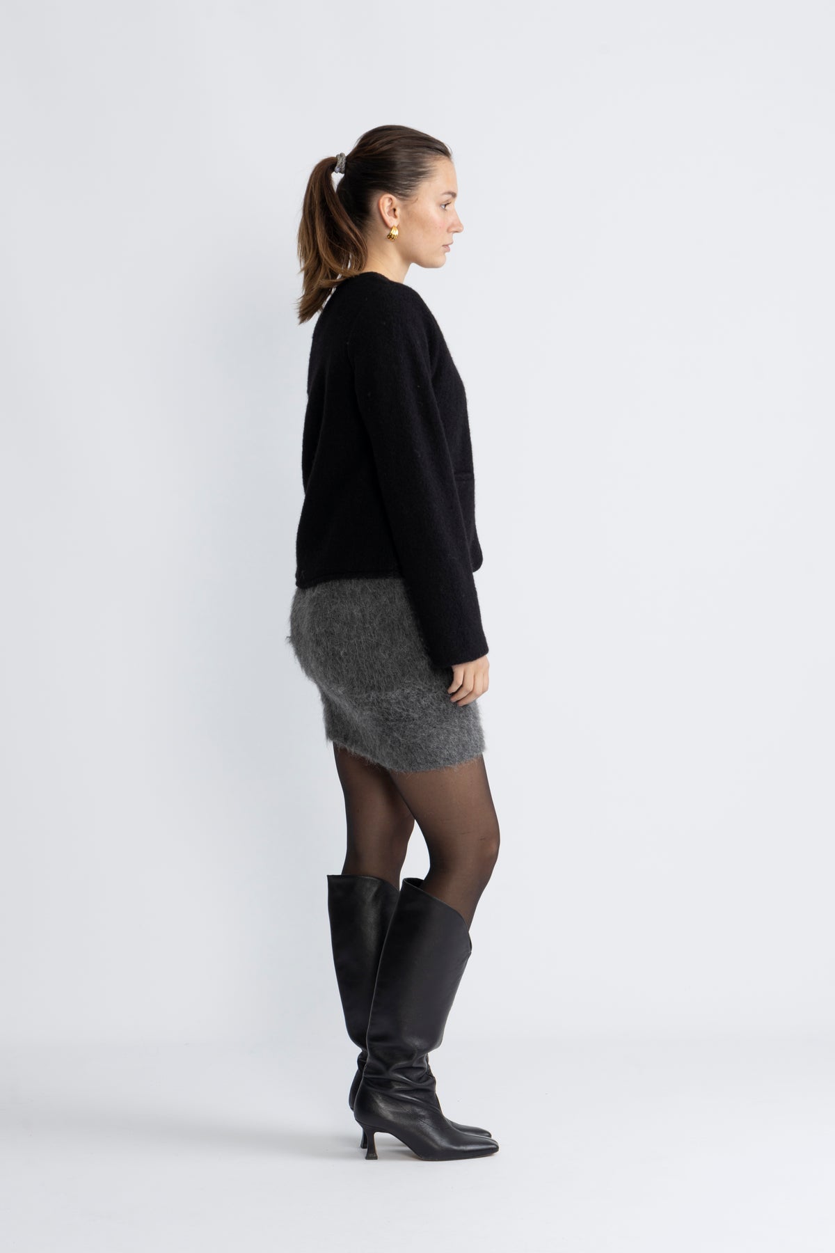 Sabigz Skirt - Gray Pinstripe Melange