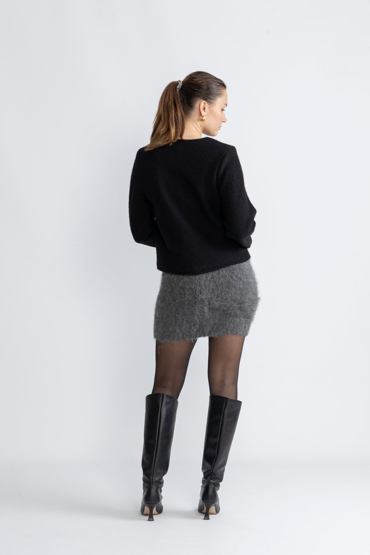 Darla Ls Knit Short Cardigan - Black