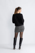 Sabigz Skirt - Gray Pinstripe Melange