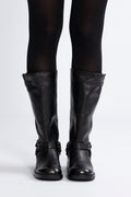 Biaharper Biker Boot Pull Up Leather - Jet Black