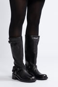Biaharper Biker Boot Pull Up Leather - Jet Black