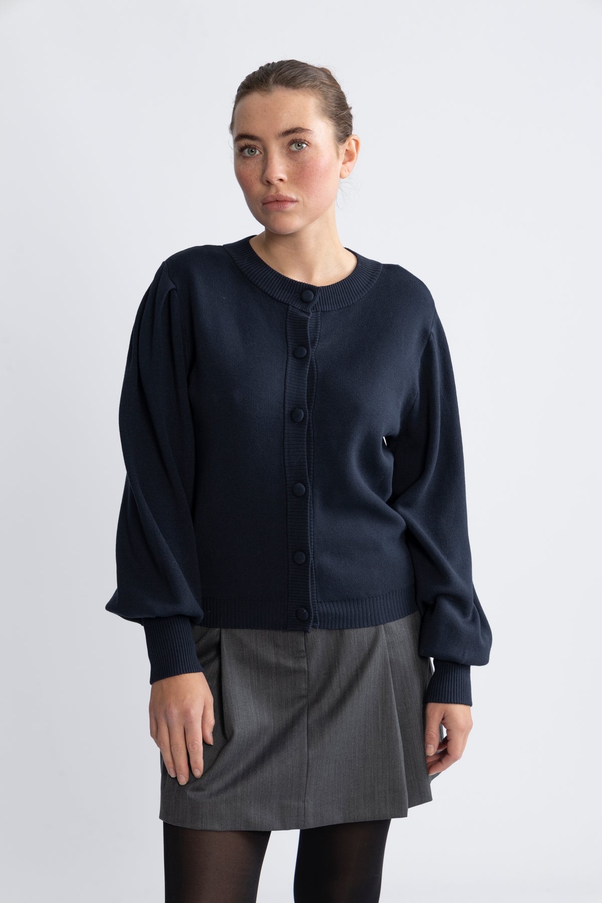 Y.A.S Yasfonny Ls Stickad Kofta - Navy Blazer