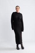 Gabella Ls Knit O-Neck Dress Camp - Black