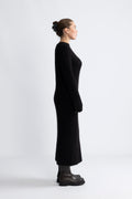 Gabella Ls Knit O-Neck Dress Camp - Black