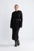 Gabella Ls Knit O-Neck Dress Camp - Black