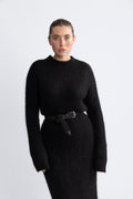 Gabella Ls Knit O-Neck Dress Camp - Black
