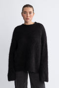 Gabella Ls Knit O-Neck Camp - Black