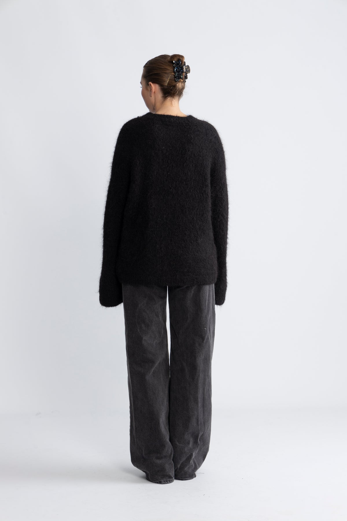 Gabella Ls Knit O-Neck Camp - Black