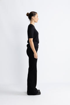 Lura Lurex 2/4 Knit O-Neck - Black Tonal Lurex