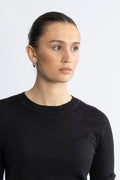 Lura Lurex 2/4 Knit O-Neck - Black Tonal Lurex