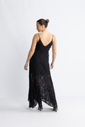 Deora Strap Beaded Lace Ankle Dress B - Black