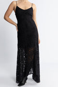 Deora Strap Beaded Lace Ankle Dress B - Black
