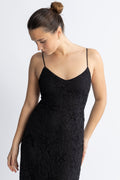 Deora Strap Beaded Lace Ankle Dress B - Black