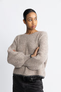 Coraliecc Bow Ls Rib Knit - Walnut