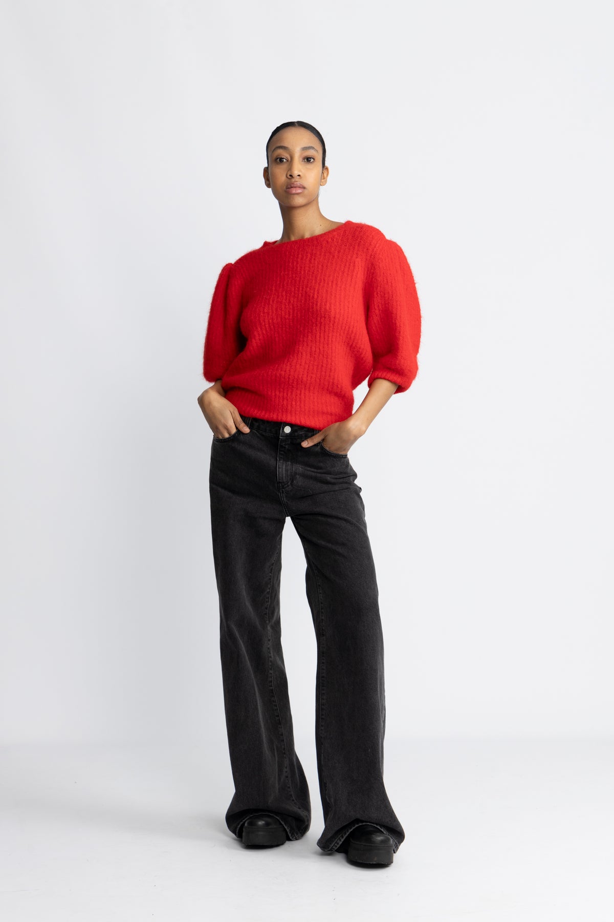 Coraliecc Bow Rib Knit - Flame