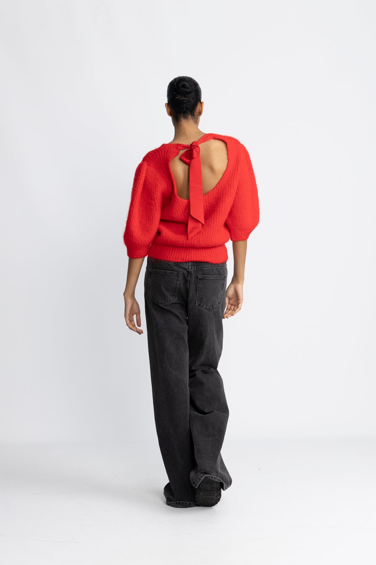 Coraliecc Bow Rib Knit - Flame