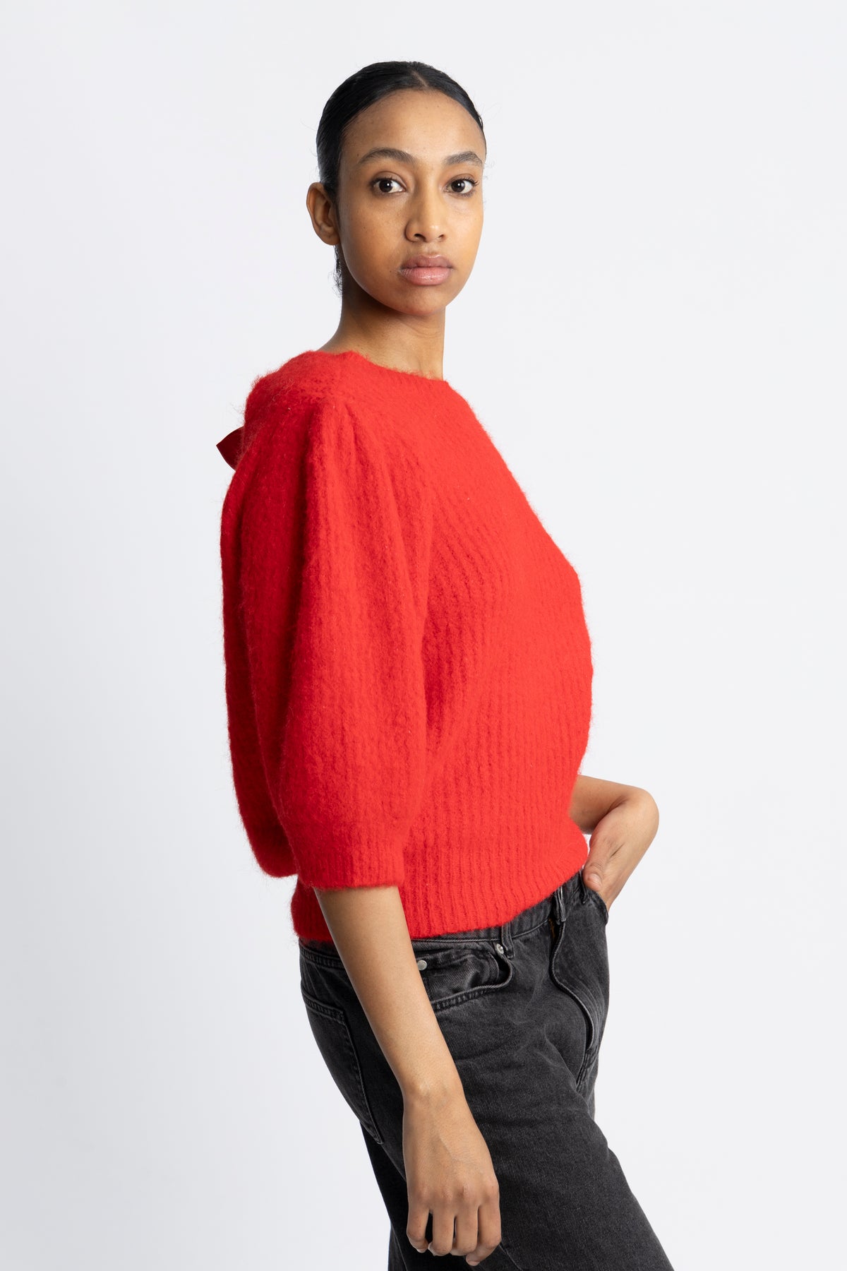 Coraliecc Bow Rib Knit - Flame