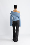 Off Shoulder Cardigan - Blue