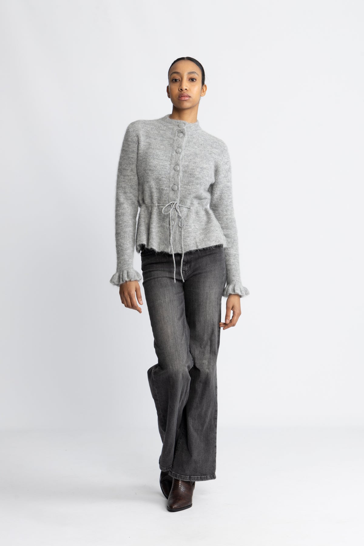 Yasthellis Ls Knit Cardigan S. - Ljusgrå melange