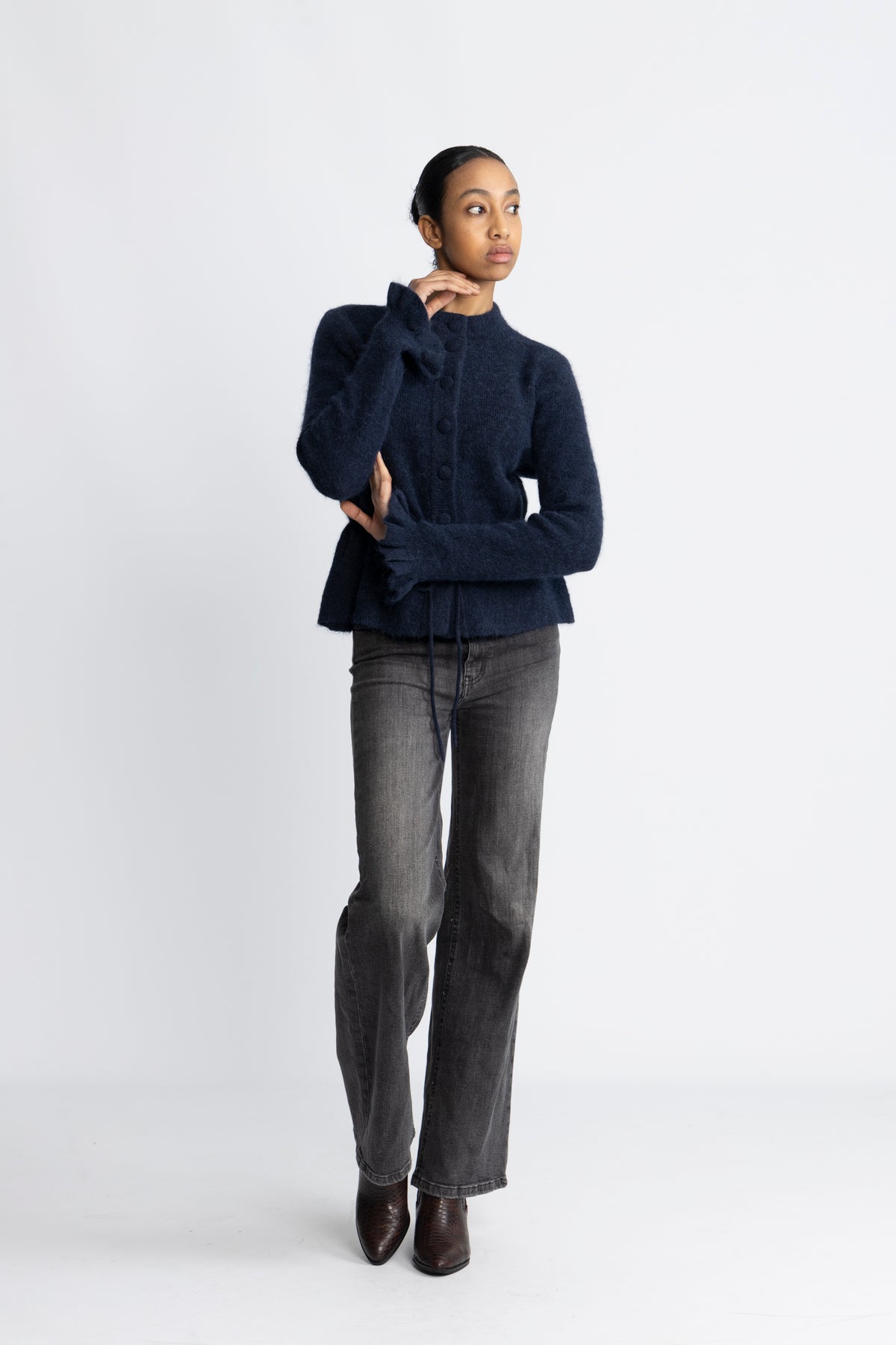 Yasthellis Ls Knit Cardigan - Navy Blazer
