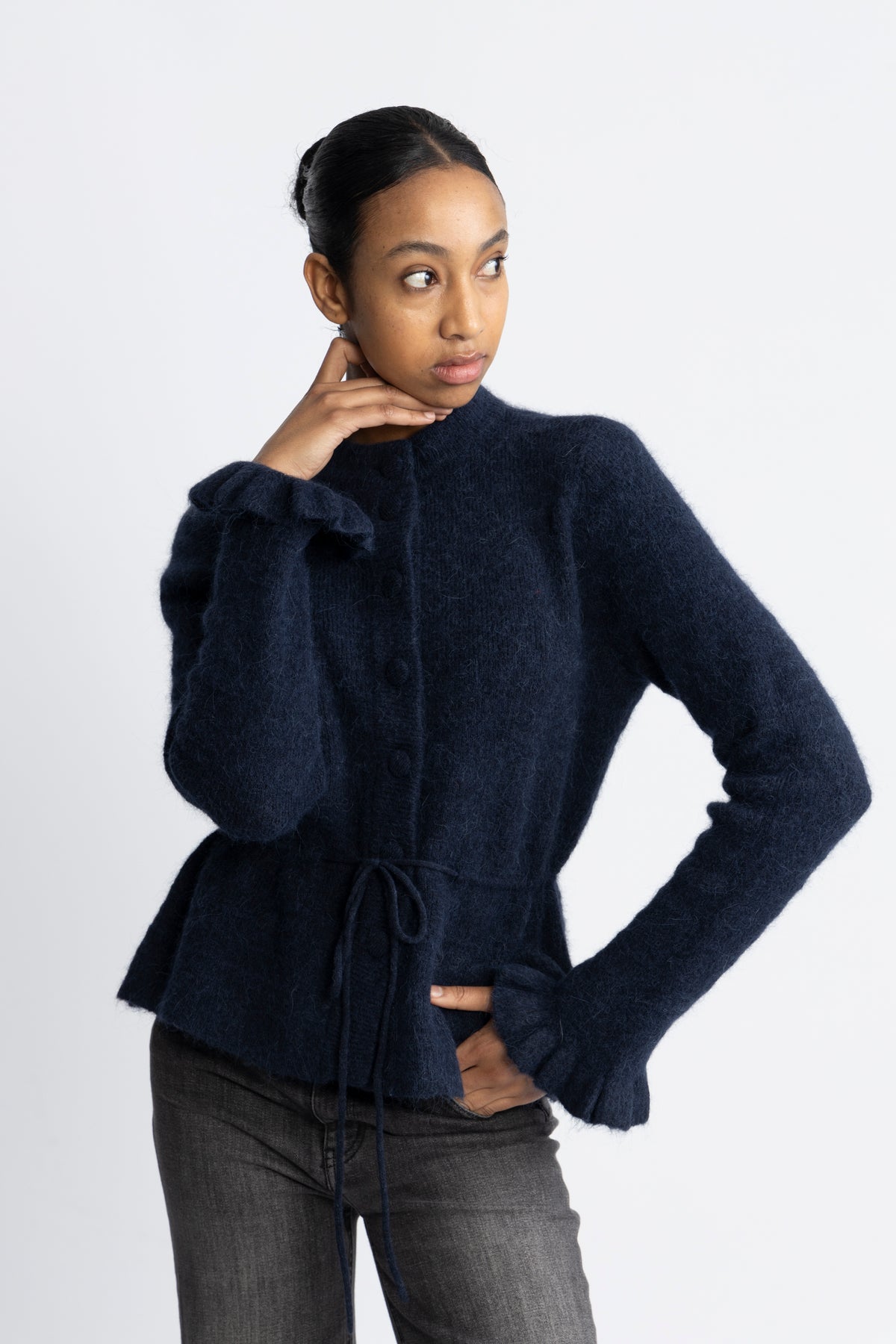 Yasthellis Ls Knit Cardigan - Navy Blazer