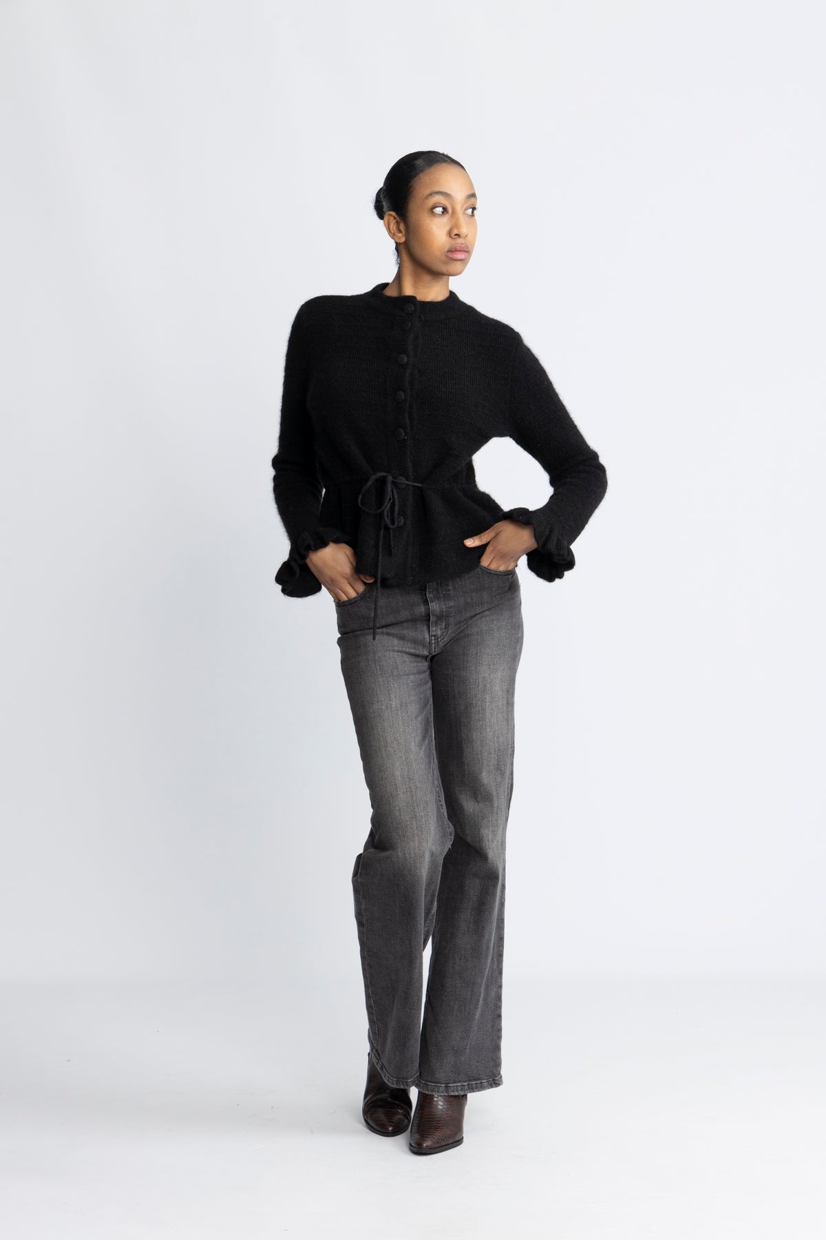 Yasthellis Ls Knit Cardigan S. - Svart