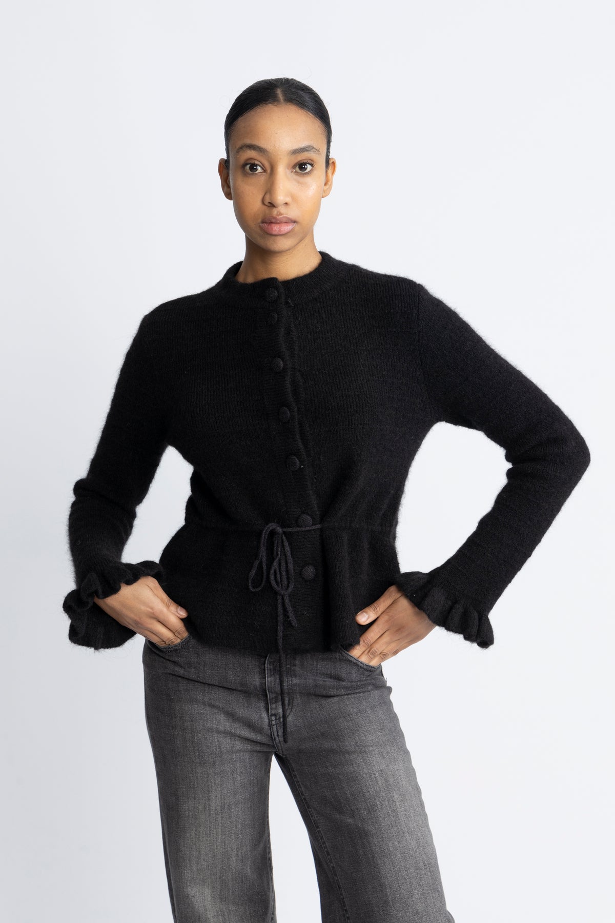 Yasthellis Ls Knit Cardigan S. - Svart