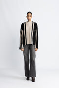 Lulu Ls Knit Vertical High Neck - Birch Black