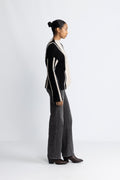 Lulu Ls Knit Vertical High Neck - Birch Black