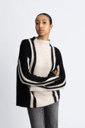 Lulu Ls Knit Vertical High Neck - Birch Black
