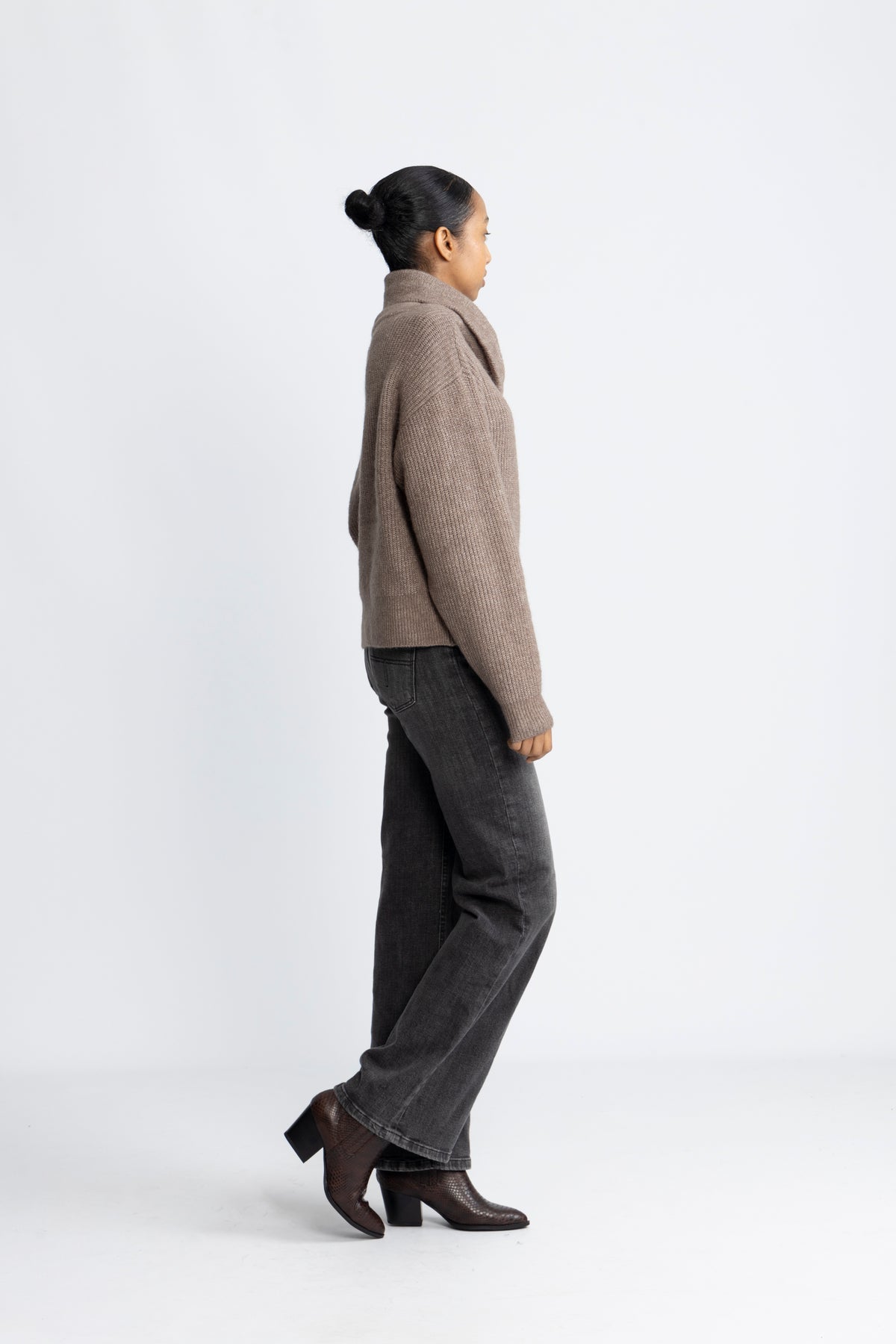 Gytta Zip Pullover - Walnut Melange