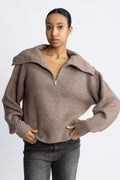 Gytta Zip Pullover - Walnut Melange