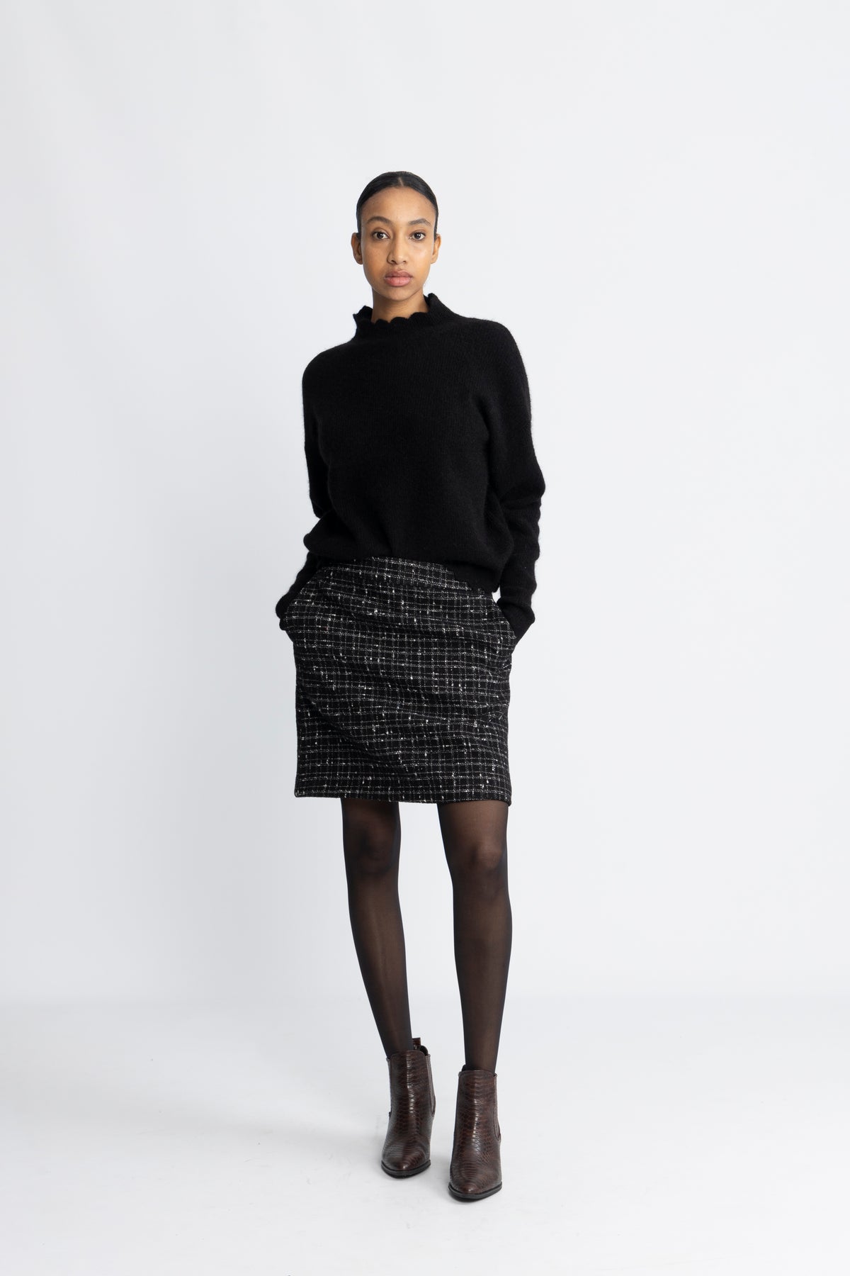 Wilma Mw Mini Skirt - Black Checks